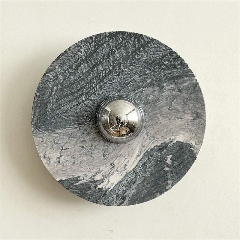 Calacatta Round Marble Wall Sconce – Italian Calacatta Purple Marble & Chrome LED Sconce