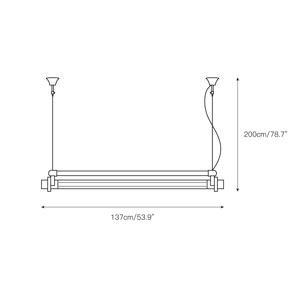 DDR Industrial Tube Pendant Light – Vintage East German Die-Cast Aluminum Linear LED Light