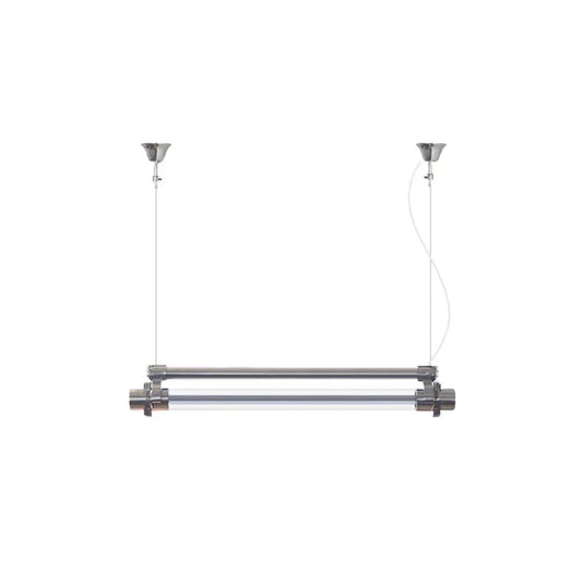 DDR Industrial Tube Pendant Light – Vintage East German Die-Cast Aluminum Linear LED Light