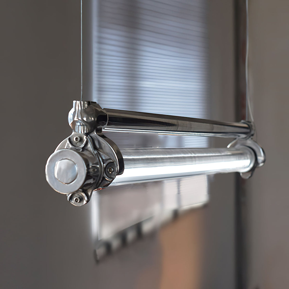 DDR Industrial Tube Pendant Light – Vintage East German Die-Cast Aluminum Linear LED Light