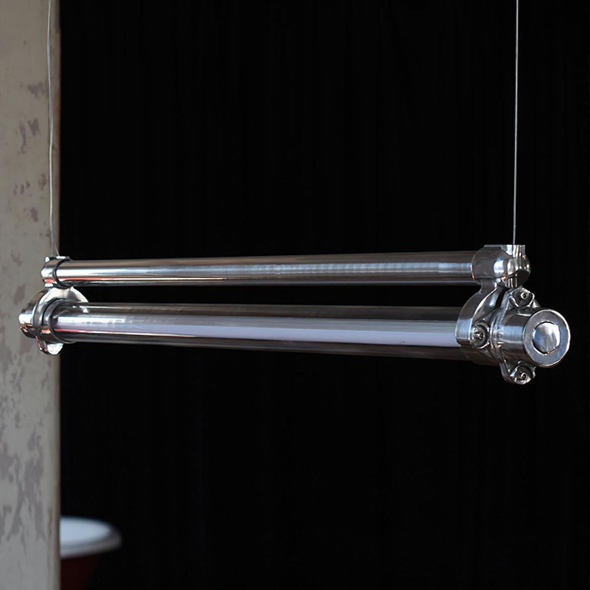 DDR Industrial Tube Pendant Light – Vintage East German Die-Cast Aluminum Linear LED Light