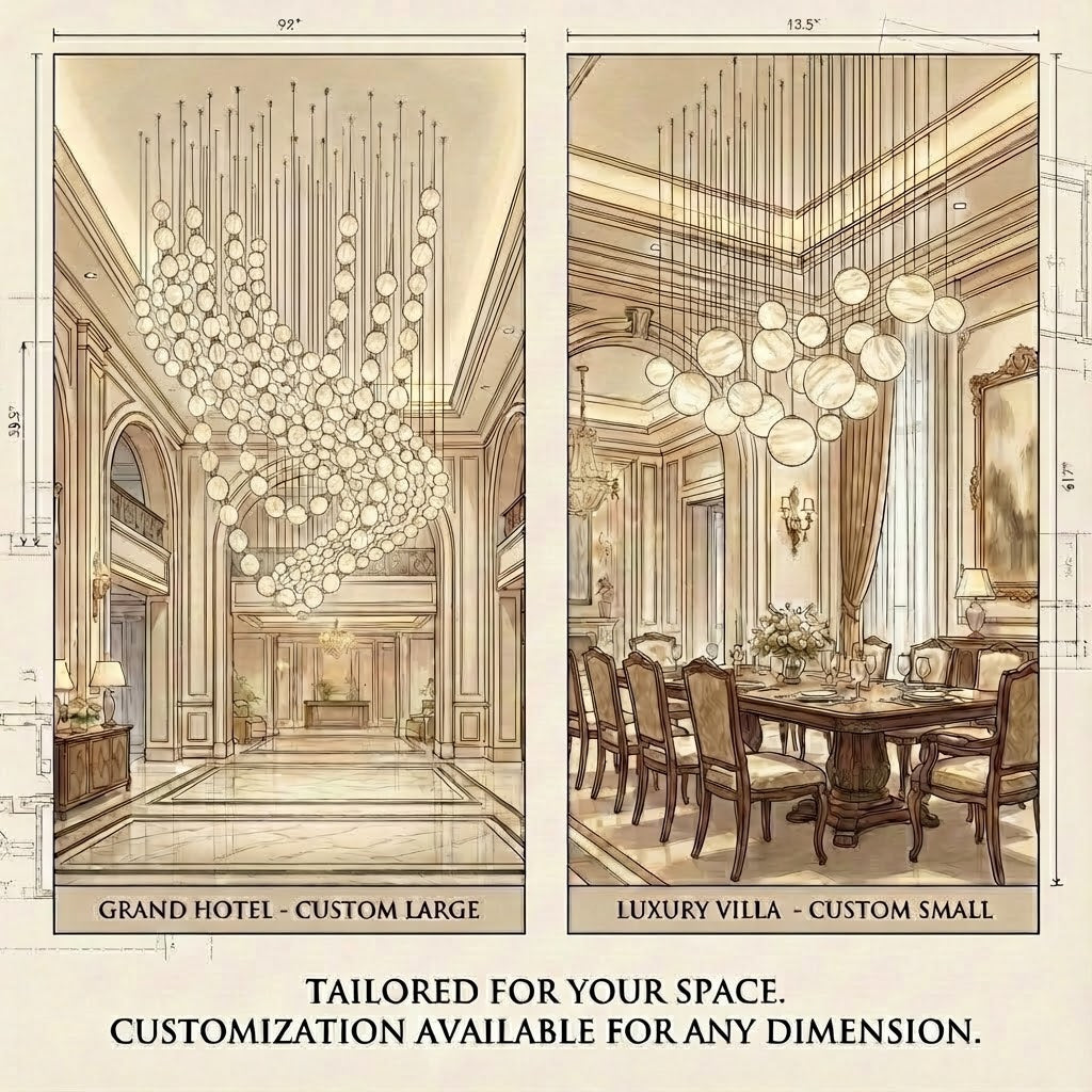 Alabaster Balls Cluster Chandelier – Natural Stone Orbs & Modern Cascading Chandelier