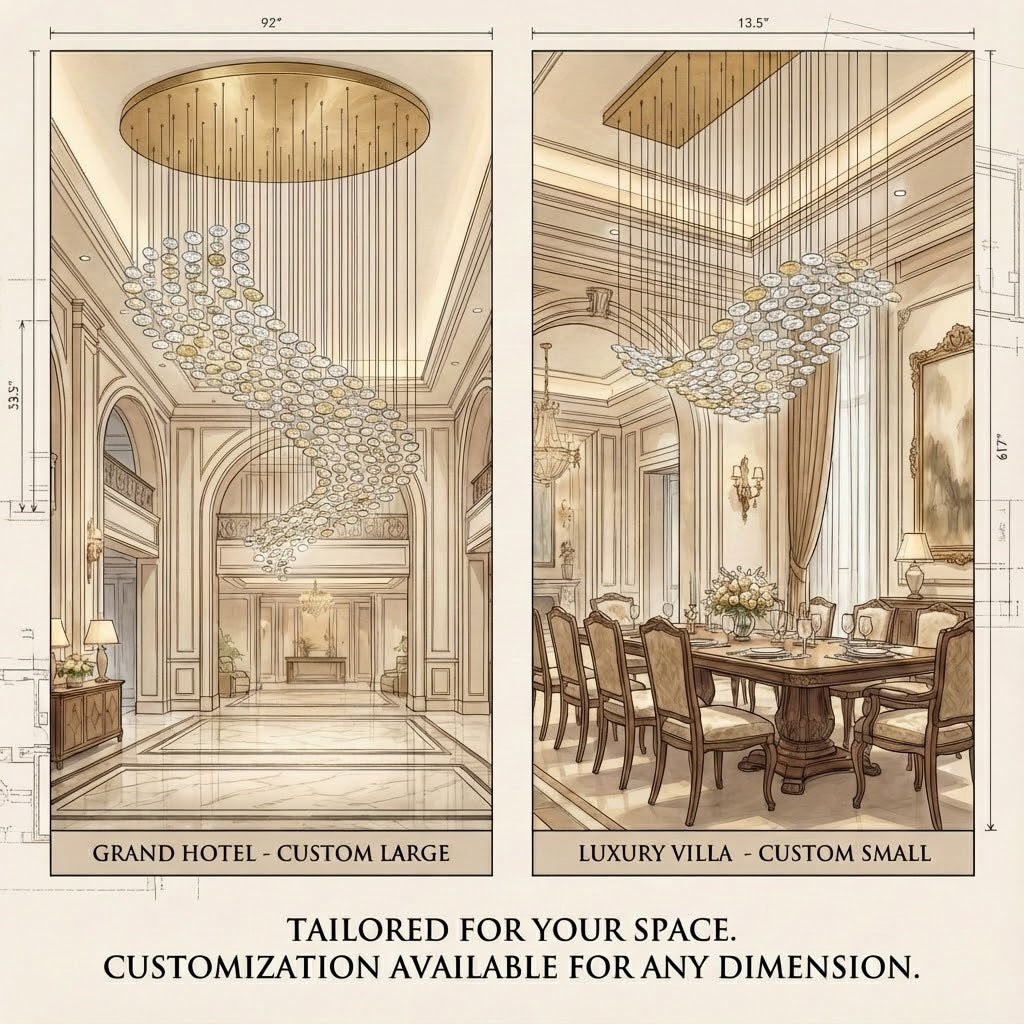 Tidal Art Glass Chandelier - Hand-Blown Wave Glass LED Chandelier | Luxury Organic Grand Foyer Light
