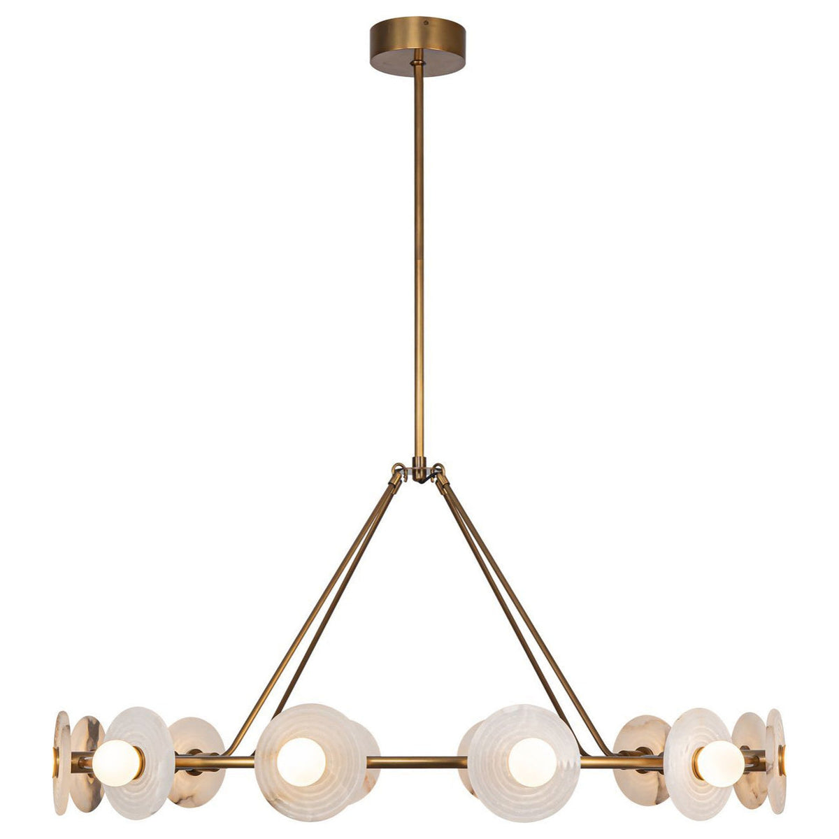 Dahlia Alabaster Chandelier – Floral Ribbed Alabaster & Glass Pearl 12-Light Chandelier