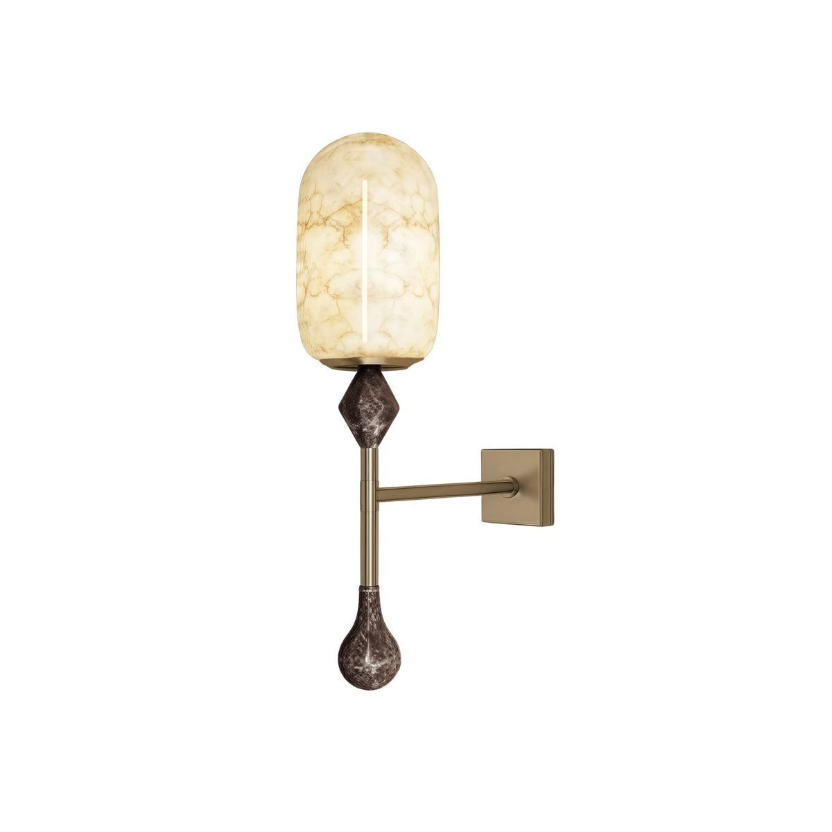 Dakota Alabaster Wall Lamp – Architectural Marble, Metal & Natural Alabaster Sconce
