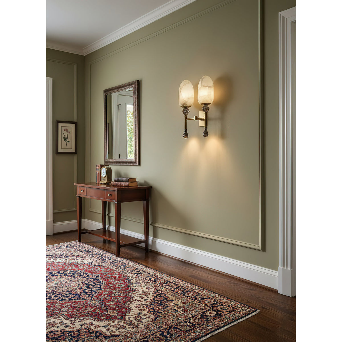 Dakota Alabaster Wall Lamp – Architectural Marble, Metal & Natural Alabaster Sconce