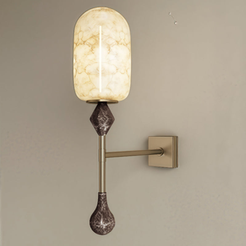 Dakota Alabaster Wall Lamp – Architectural Marble, Metal & Natural Alabaster Sconce