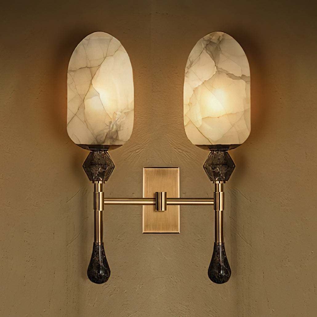 Dakota Alabaster Wall Lamp – Architectural Marble, Metal & Natural Alabaster Sconce