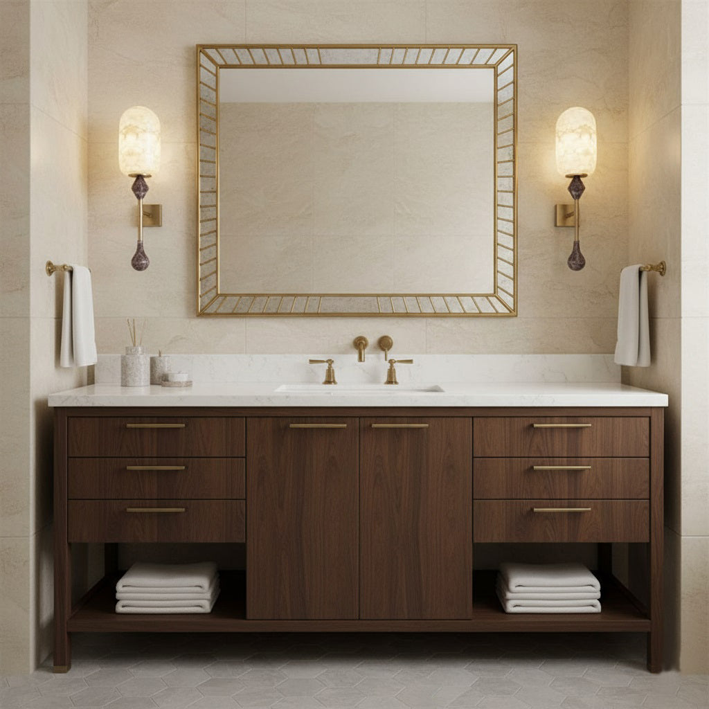 Dakota Alabaster Wall Lamp – Architectural Marble, Metal & Natural Alabaster Sconce