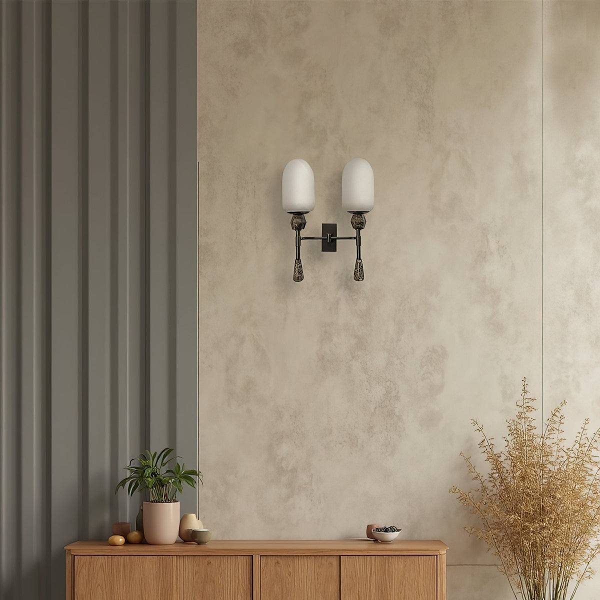 Dakota Alabaster Wall Lamp – Architectural Marble, Metal & Natural Alabaster Sconce
