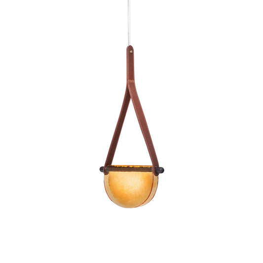 Dali Pendant Lamp – Melted Glass & Solid Wood LED Suspended Light with Leather Strap