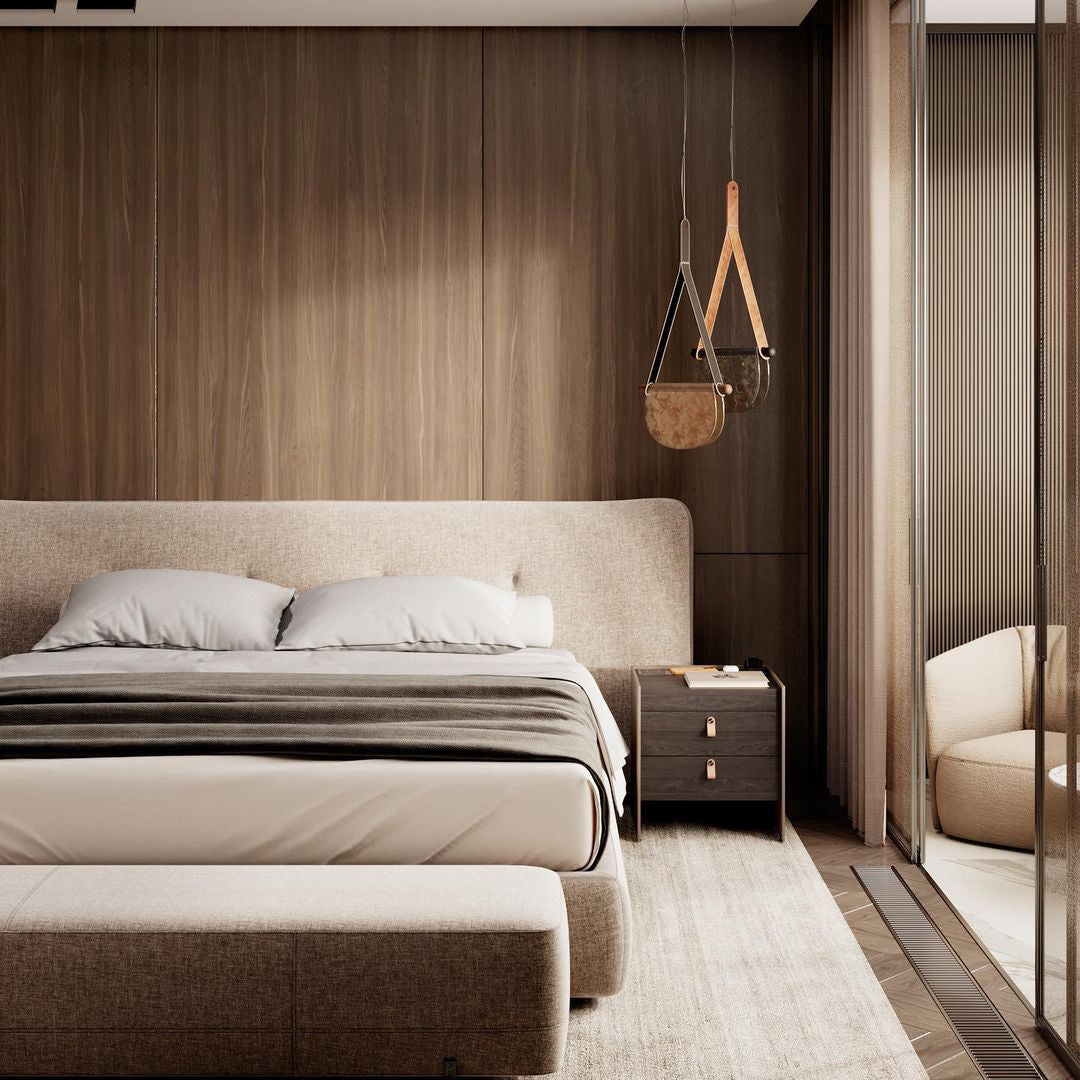 Dali Pendant Lamp – Melted Glass & Solid Wood LED Suspended Light with Leather Strap
