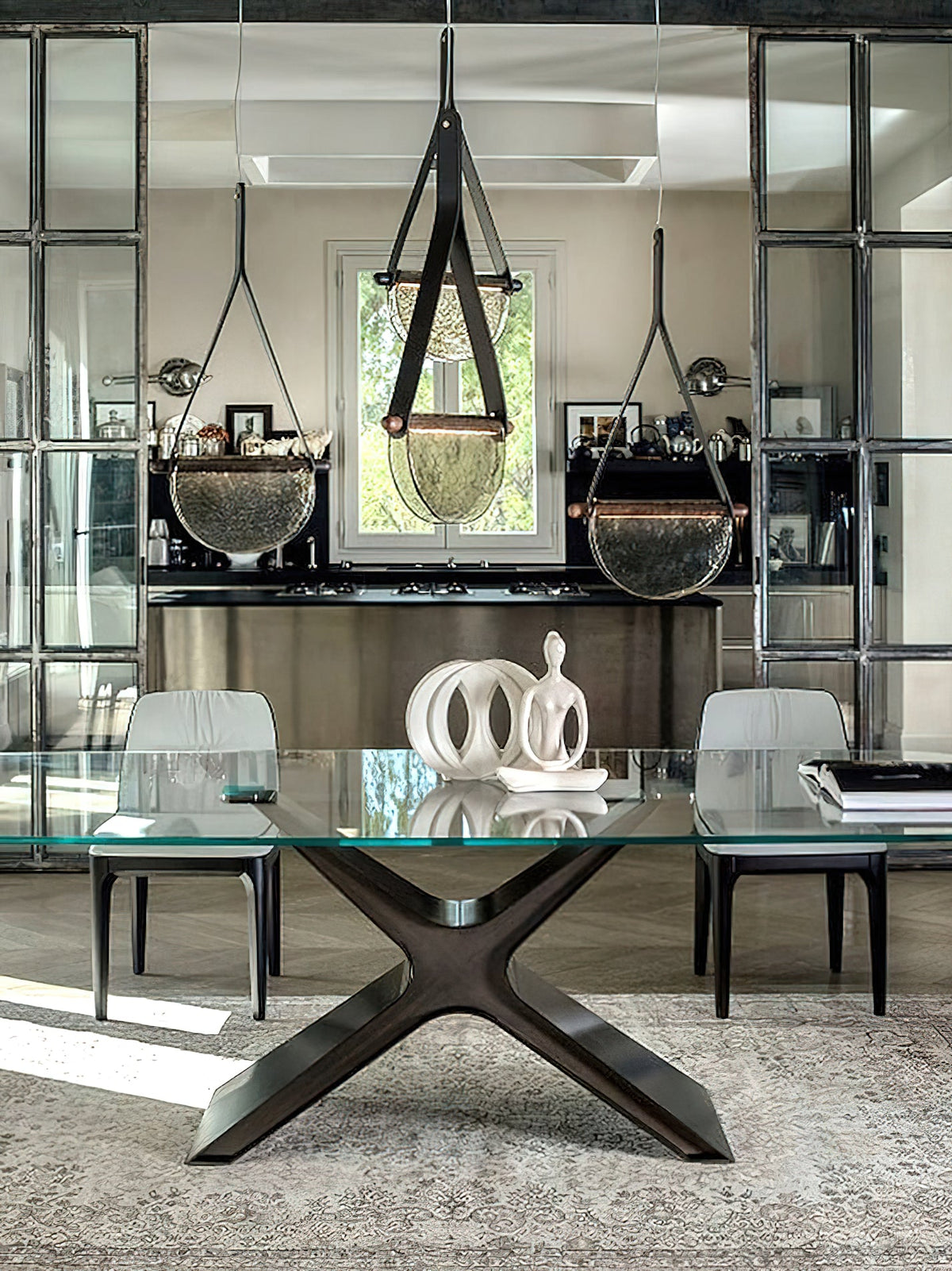 Dali Pendant Lamp – Melted Glass & Solid Wood LED Suspended Light with Leather Strap