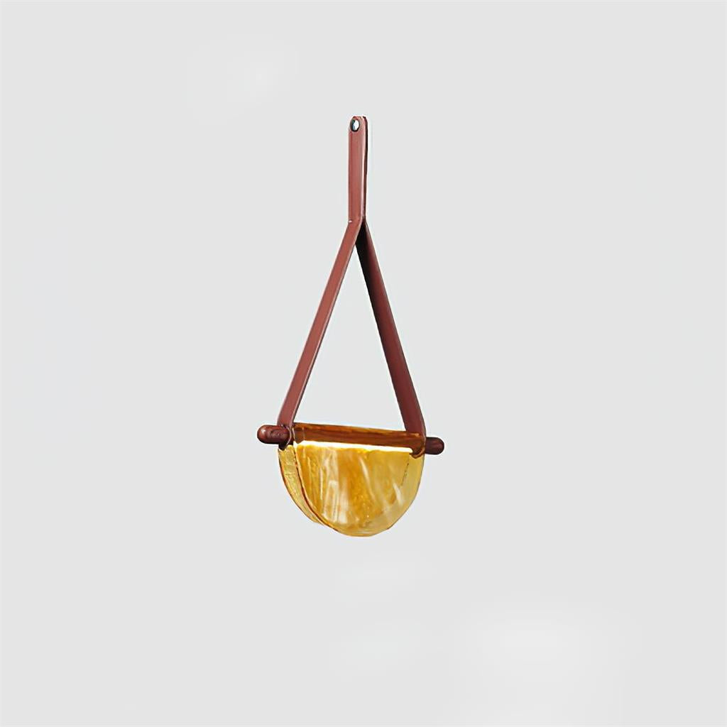 Dali Pendant Lamp – Melted Glass & Solid Wood LED Suspended Light with Leather Strap