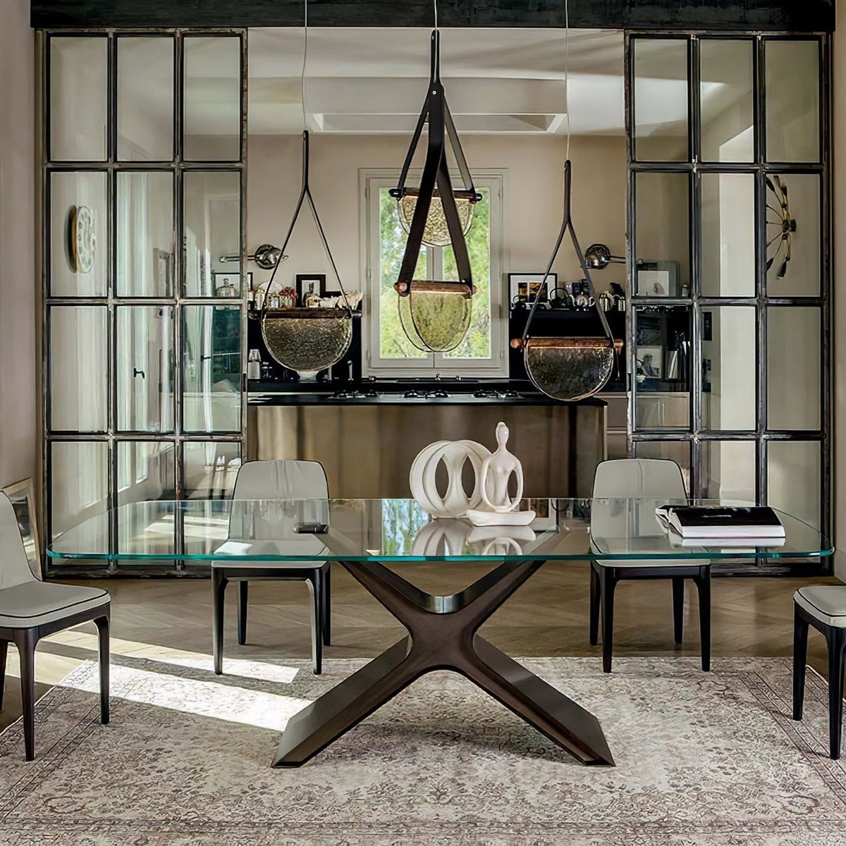 Dali Pendant Lamp – Melted Glass & Solid Wood LED Suspended Light with Leather Strap
