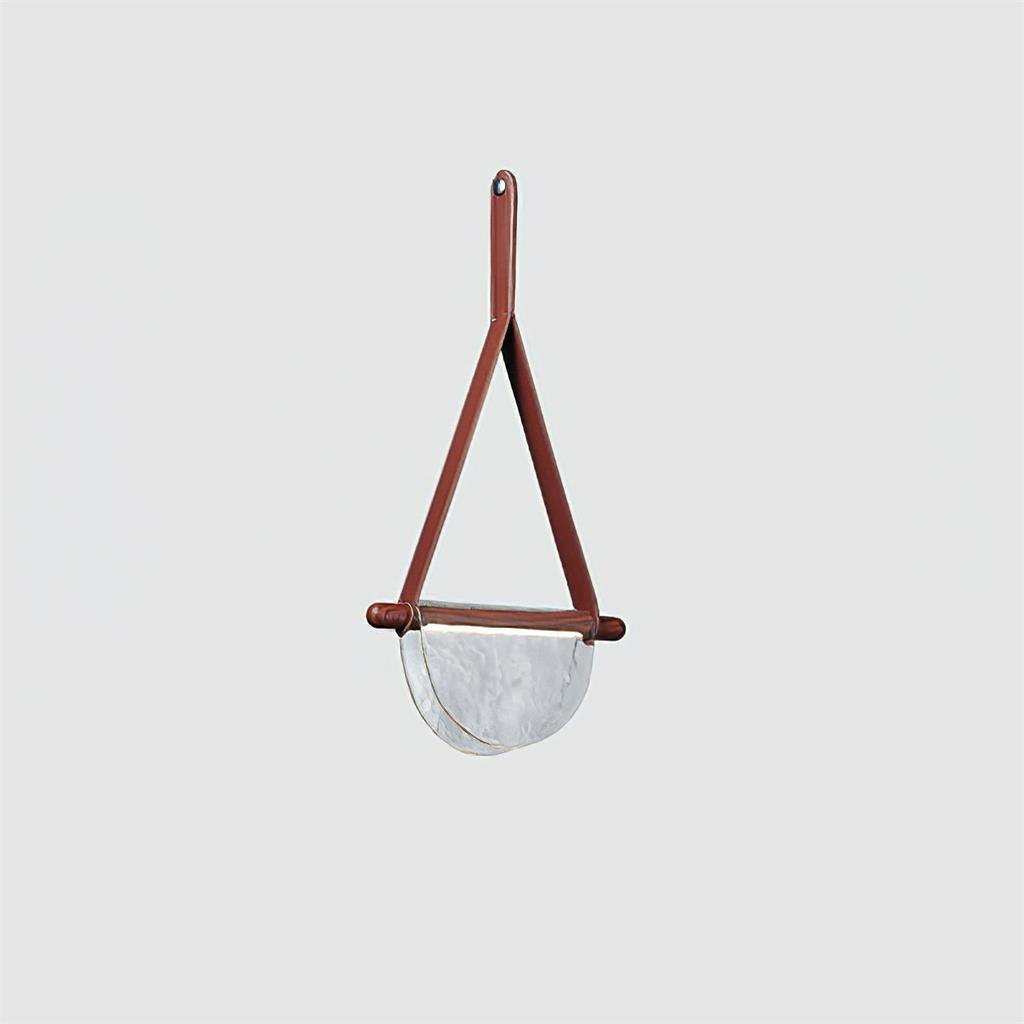 Dali Pendant Lamp – Melted Glass & Solid Wood LED Suspended Light with Leather Strap
