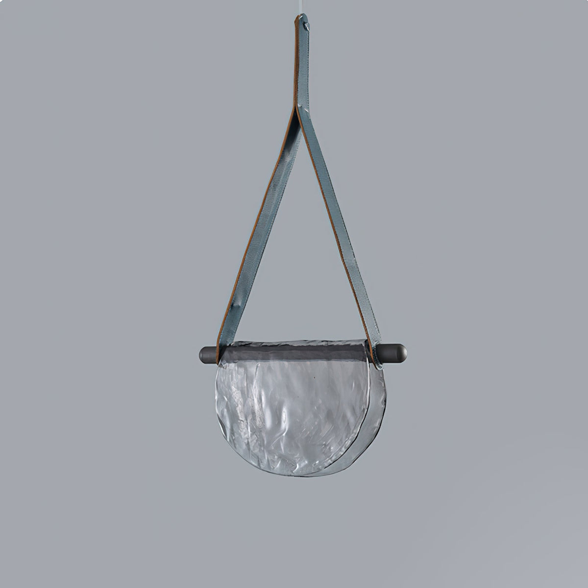 Dali Pendant Lamp – Melted Glass & Solid Wood LED Suspended Light with Leather Strap