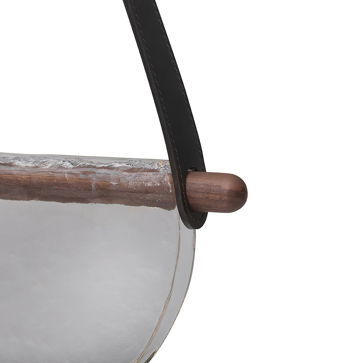Dali Pendant Lamp – Melted Glass & Solid Wood LED Suspended Light with Leather Strap
