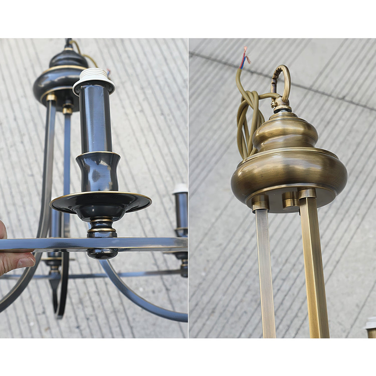 Dangigo Chandelier – Modern Brass & Off-White Fabric Shade Candle-Style Chandelier