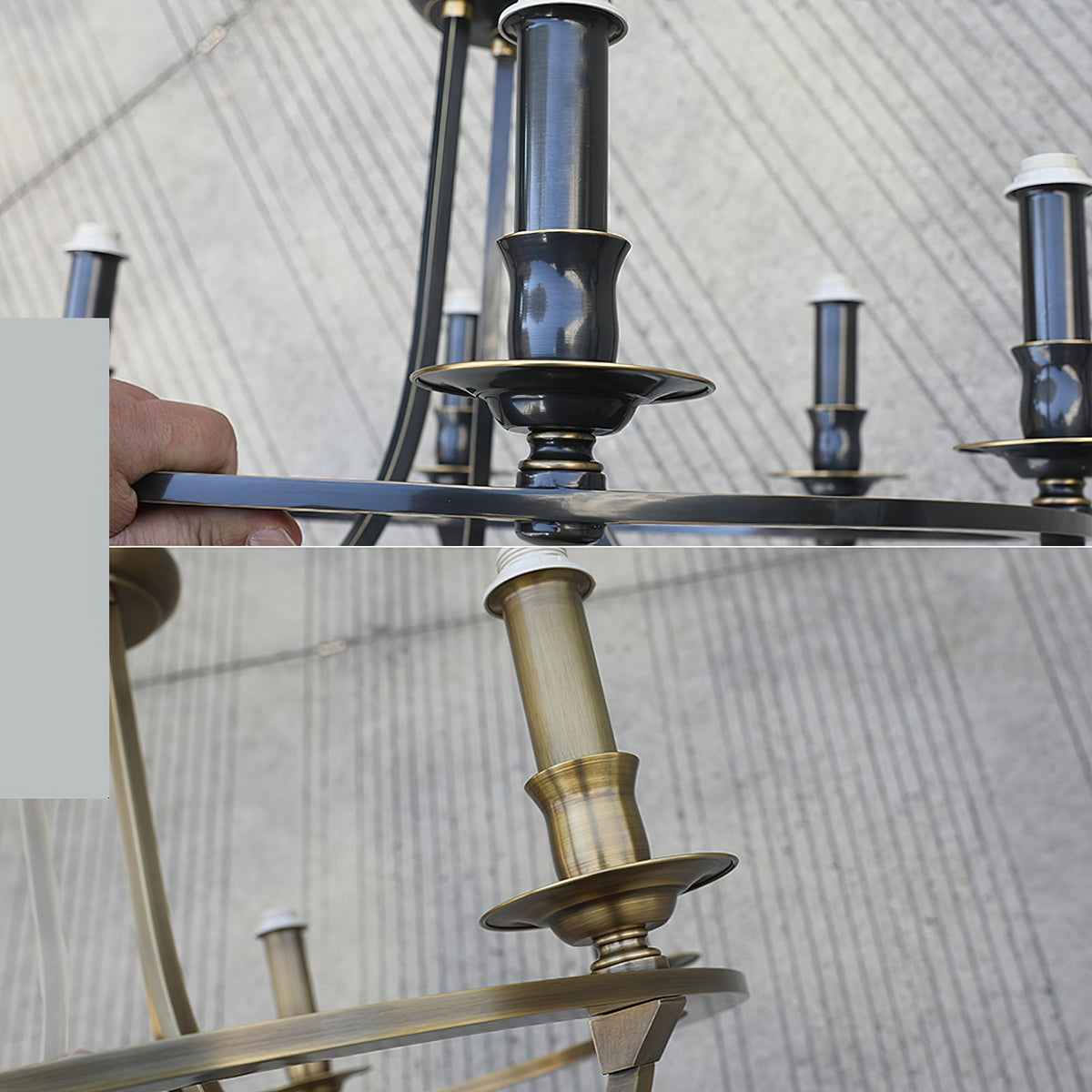 Dangigo Chandelier – Modern Brass & Off-White Fabric Shade Candle-Style Chandelier