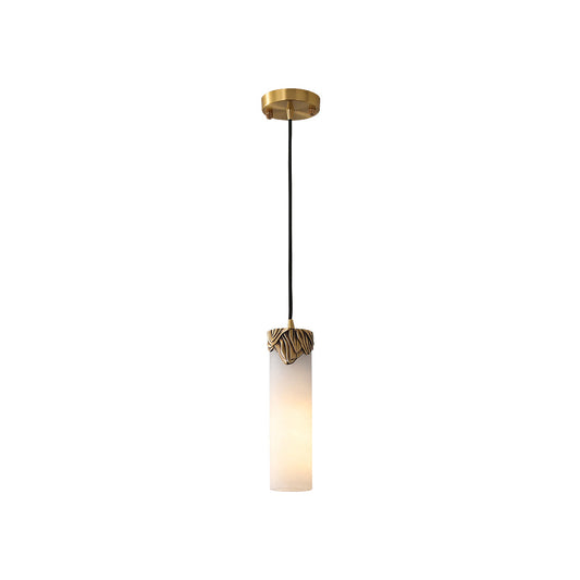 Dansani Lyra Alabaster Pendant Light – Natural Alabaster Cylinder & Brass Pendant