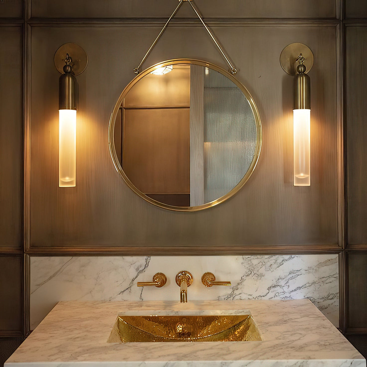 Darby Wall Lamp – Textured Mold-Blown Glass & Brass Dome Sconce