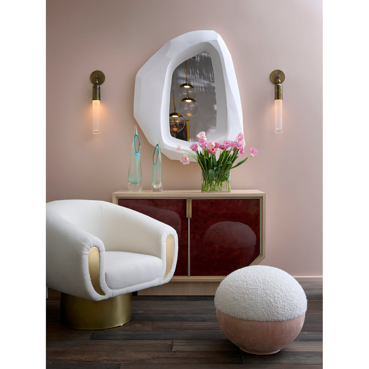 Darby Wall Lamp – Textured Mold-Blown Glass & Brass Dome Sconce