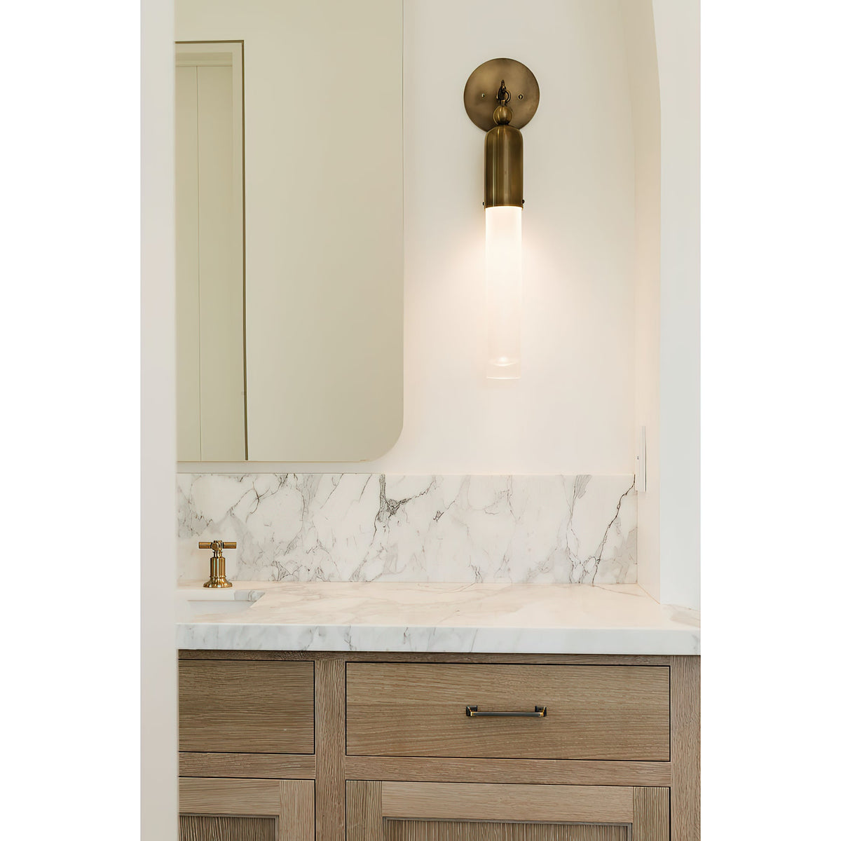 Darby Wall Lamp – Textured Mold-Blown Glass & Brass Dome Sconce