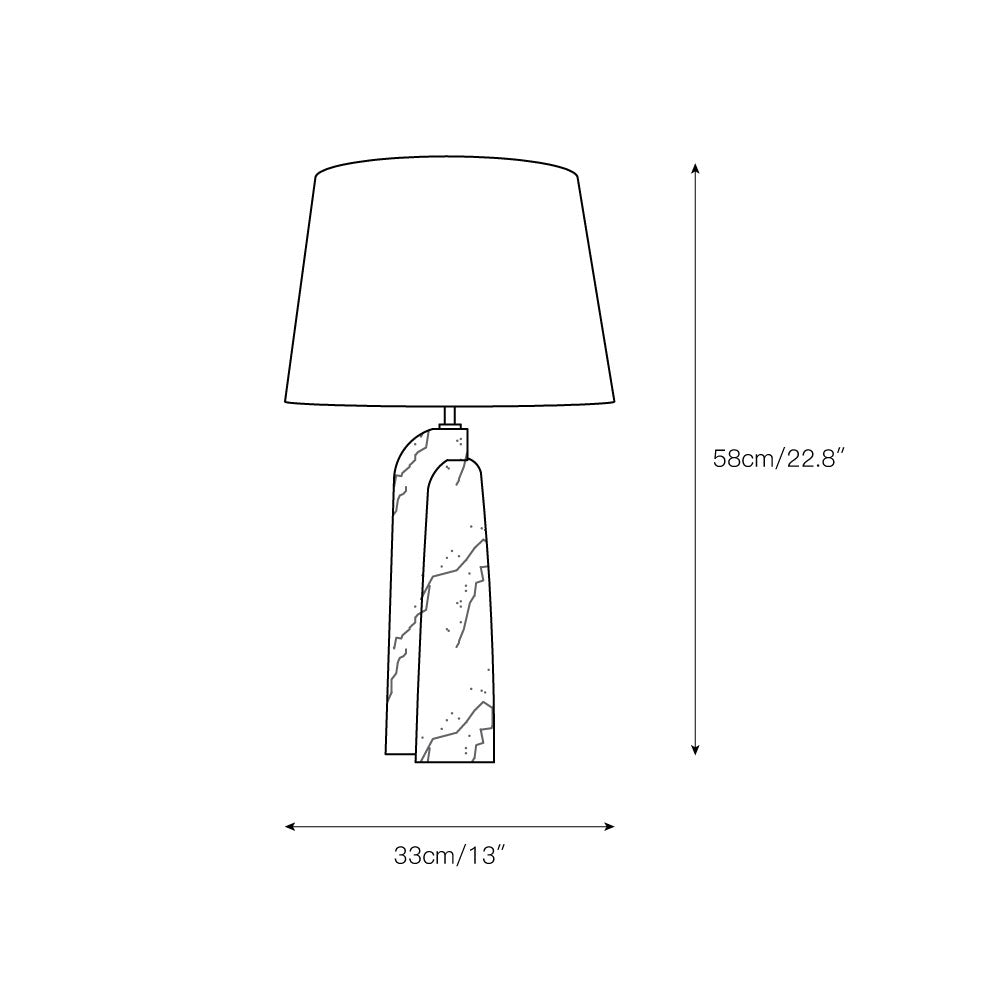 Darcy Marble Table Lamp - Sculptural 3-Panel Natural Stone & Linen Light