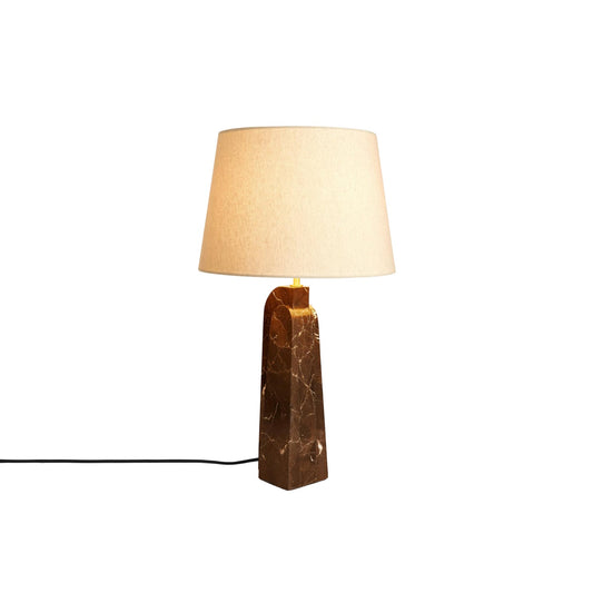 Darcy Marble Table Lamp - Sculptural 3-Panel Natural Stone & Linen Light