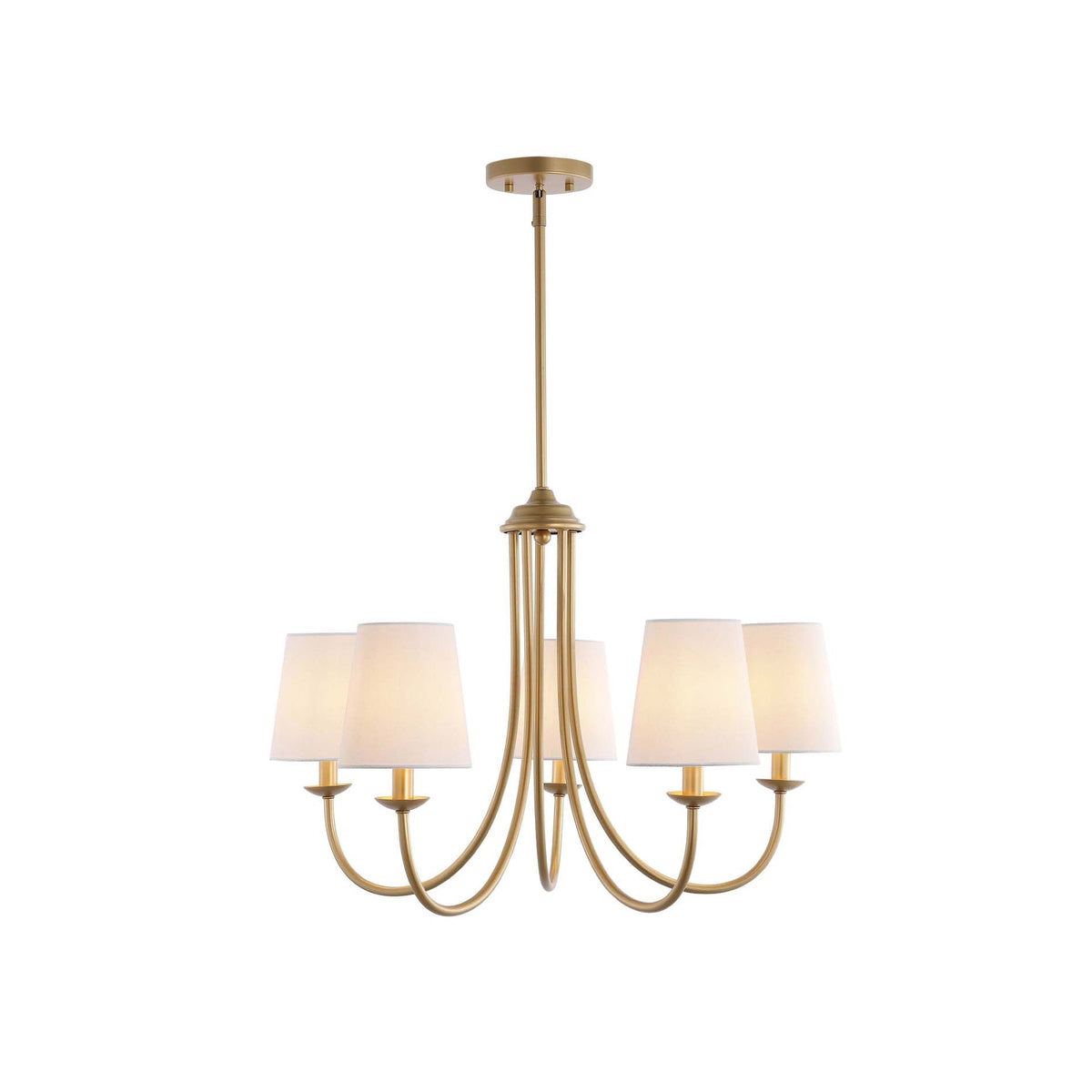 Darryn Chandelier – Classic Brass & Fabric Shade 5-Light Chandelier