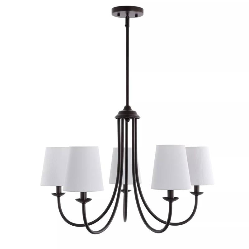 Darryn Chandelier – Classic Brass & Fabric Shade 5-Light Chandelier