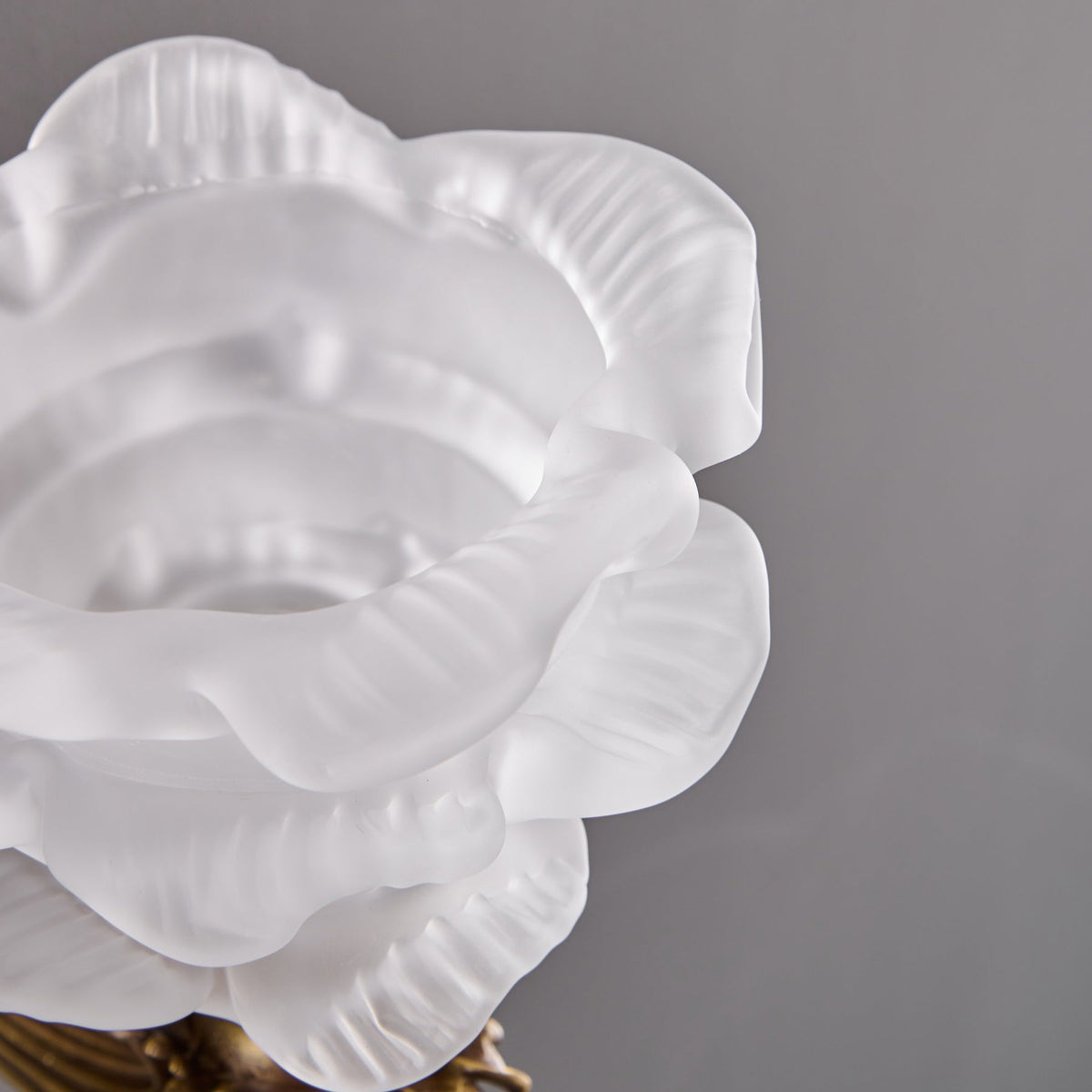 Darwin Wall Lamp – Antique Brass Curved Arm Sconce with Floral Glass Shade