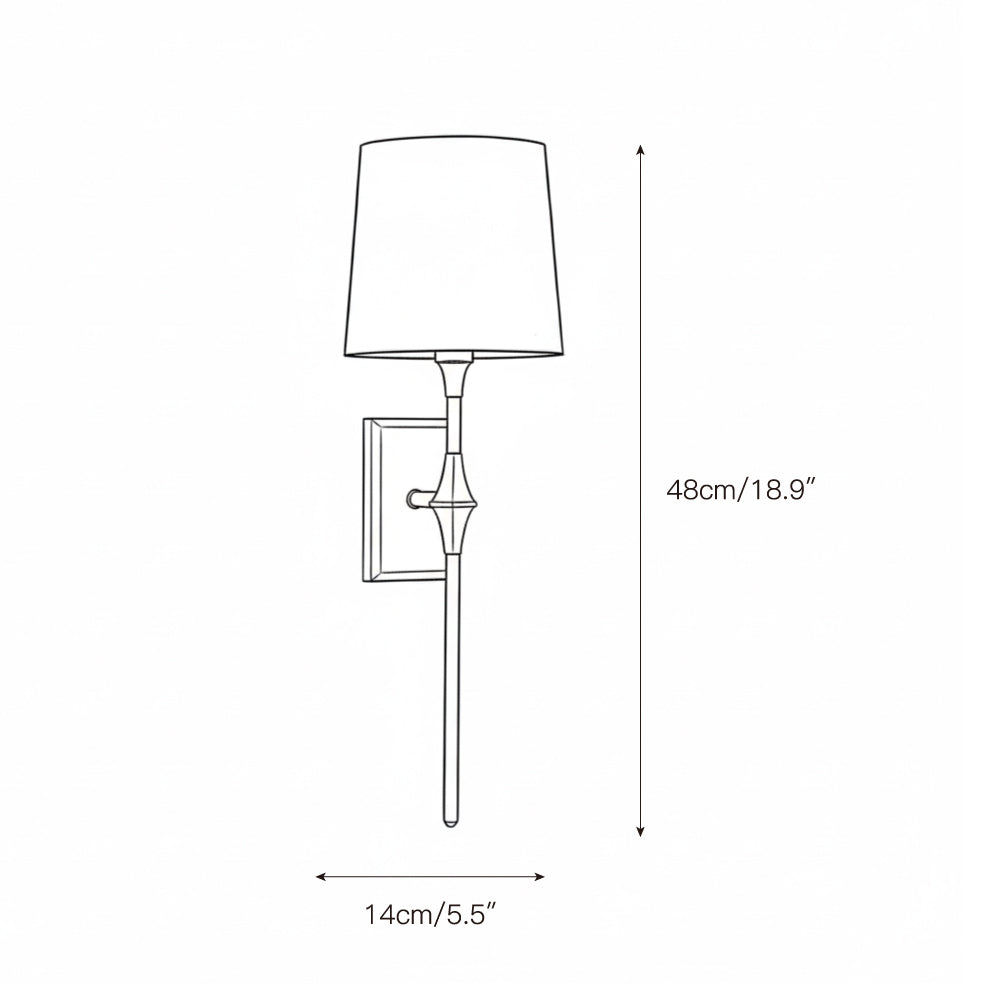 Dauphine Wall Sconce – Elongated Brass & Fabric Shade Wall Sconce