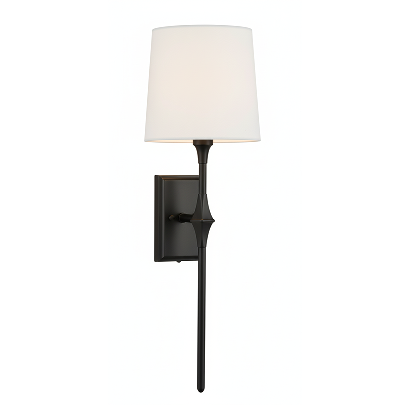 Dauphine Wall Sconce – Elongated Brass & Fabric Shade Wall Sconce