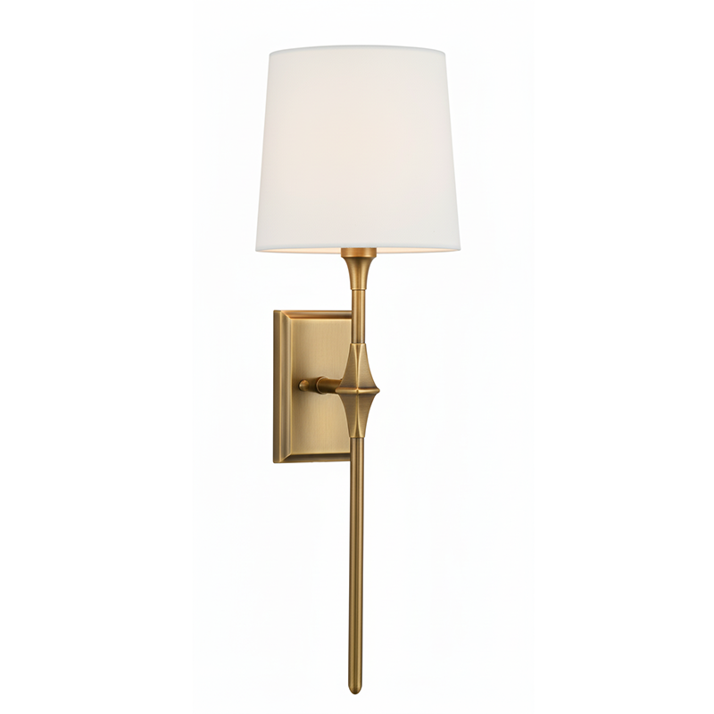 Dauphine Wall Sconce – Elongated Brass & Fabric Shade Wall Sconce