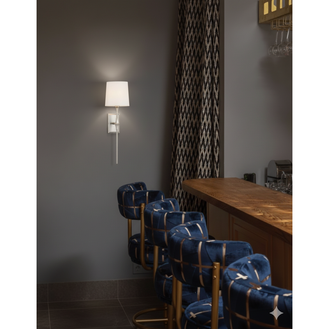 Dauphine Wall Sconce – Elongated Brass & Fabric Shade Wall Sconce