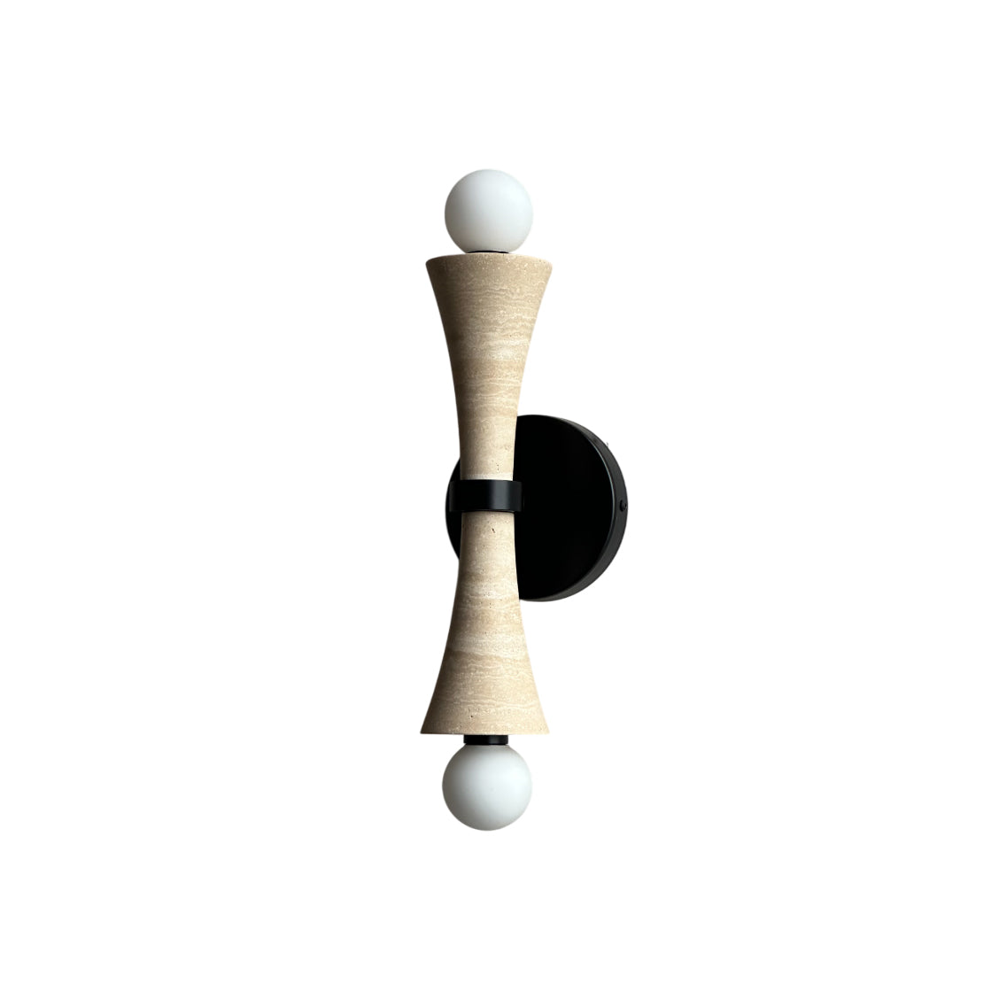Dax Wall Lamp – Modern Hourglass Travertine & Jade Dual-Light Sconce