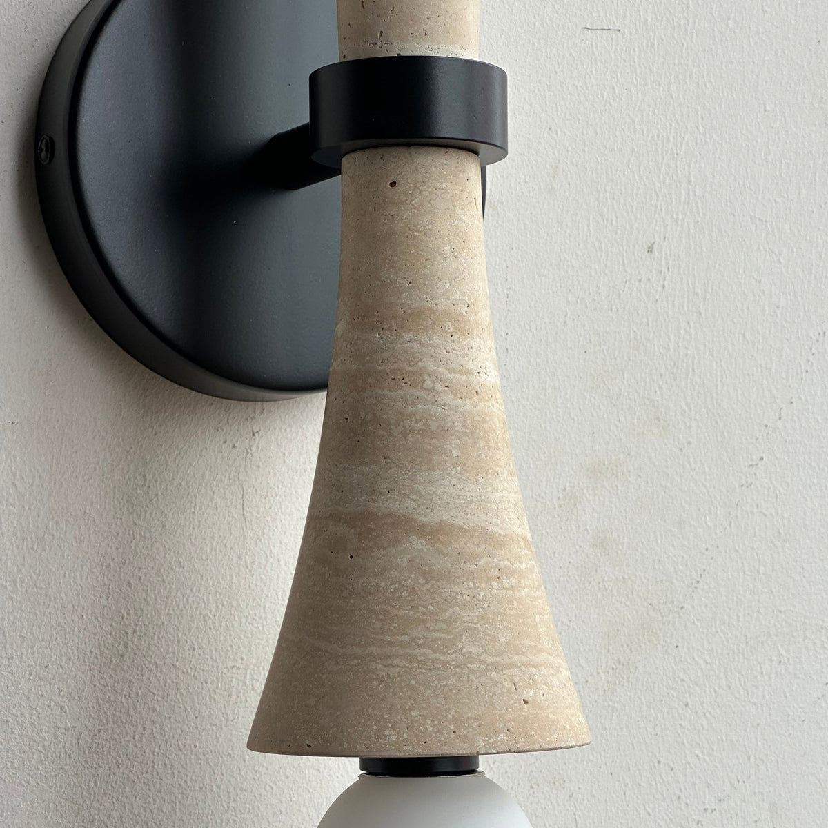 Dax Wall Lamp – Modern Hourglass Travertine & Jade Dual-Light Sconce