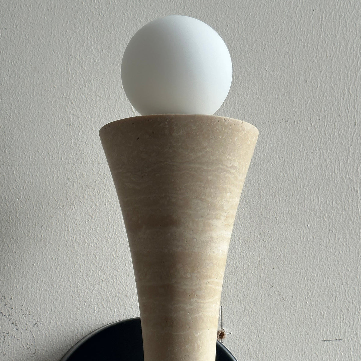 Dax Wall Lamp – Modern Hourglass Travertine & Jade Dual-Light Sconce