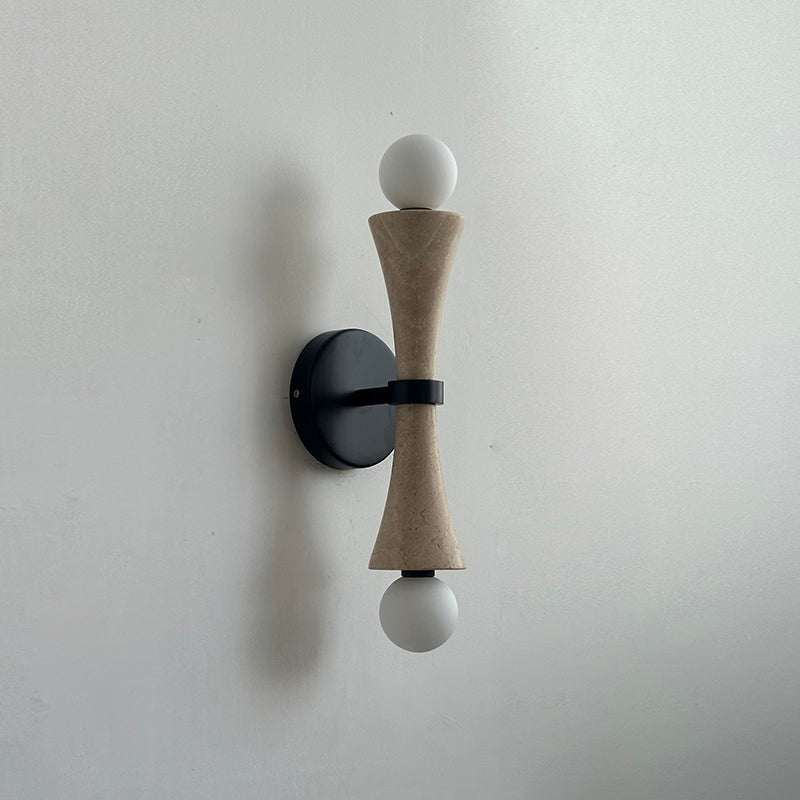 Dax Wall Lamp – Modern Hourglass Travertine & Jade Dual-Light Sconce
