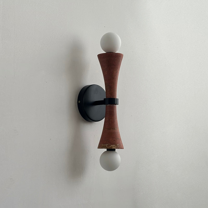 Dax Wall Lamp – Modern Hourglass Travertine & Jade Dual-Light Sconce