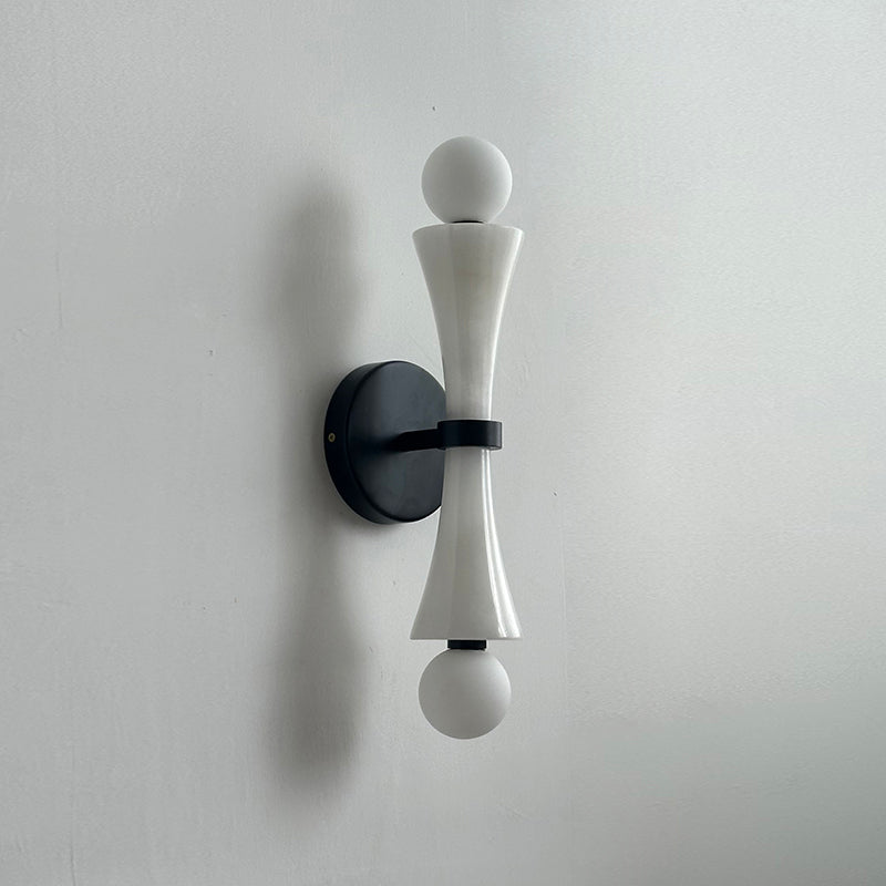Dax Wall Lamp – Modern Hourglass Travertine & Jade Dual-Light Sconce