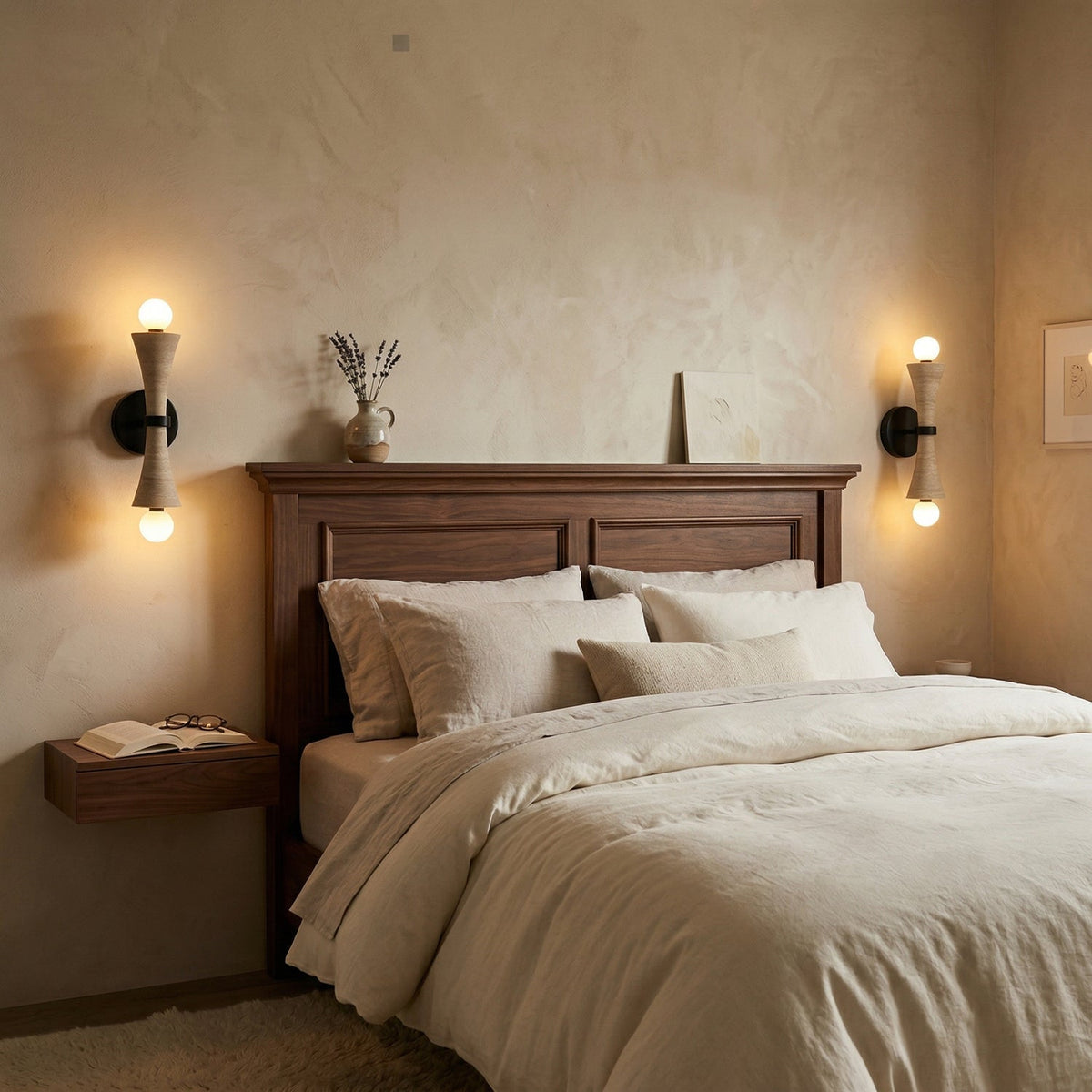 Dax Wall Lamp – Modern Hourglass Travertine & Jade Dual-Light Sconce