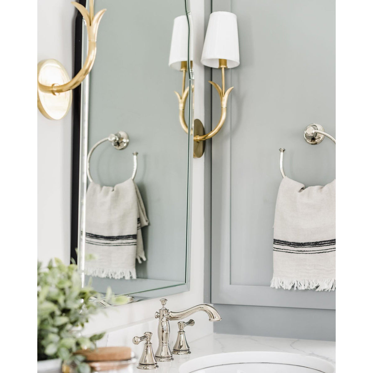 Deering Wall Lamp – Botanical Stem Brass Sconce with Pleated Silk Shade