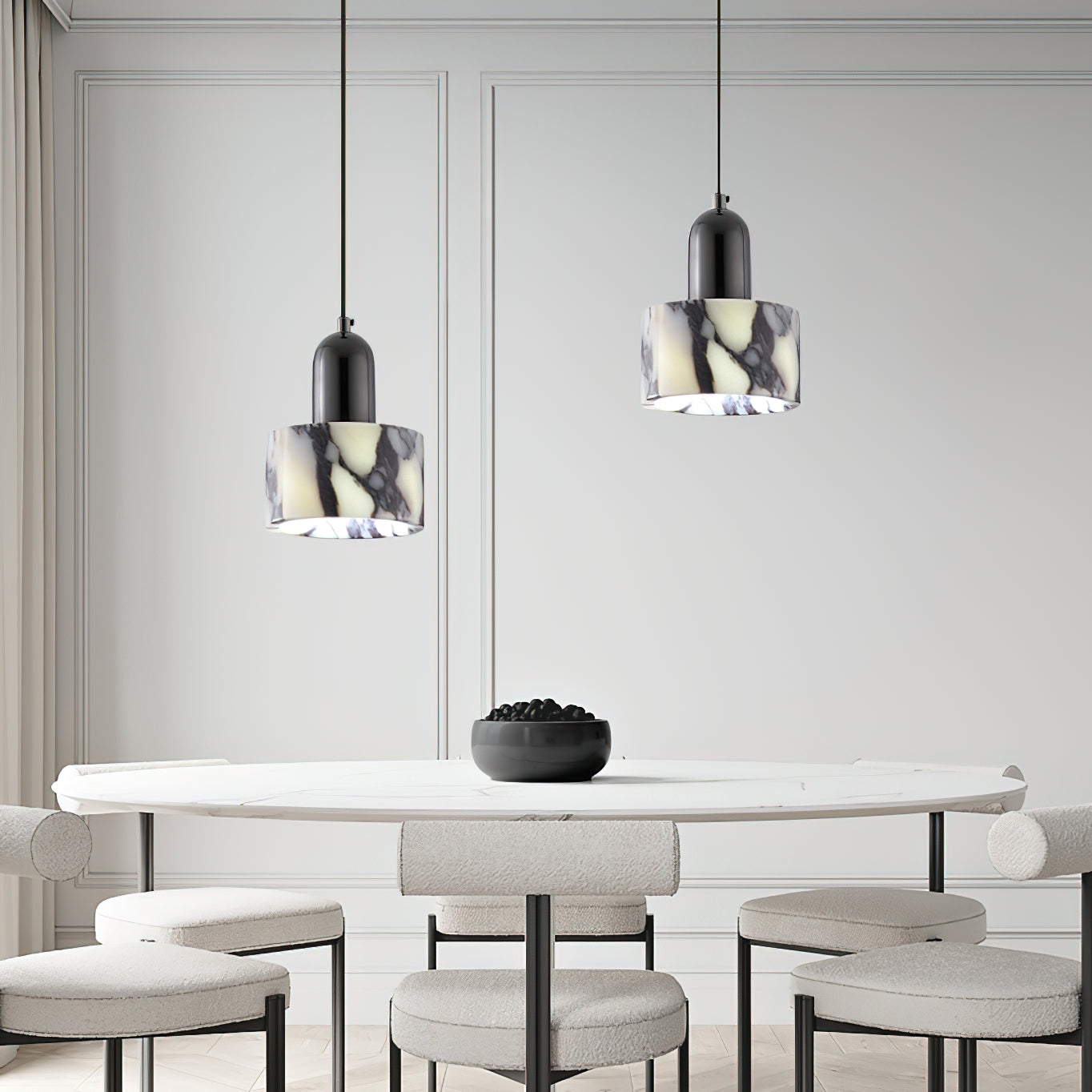 Dekum Marble Pendant Lamp - Bulgari Marble & Metal Linear Light
