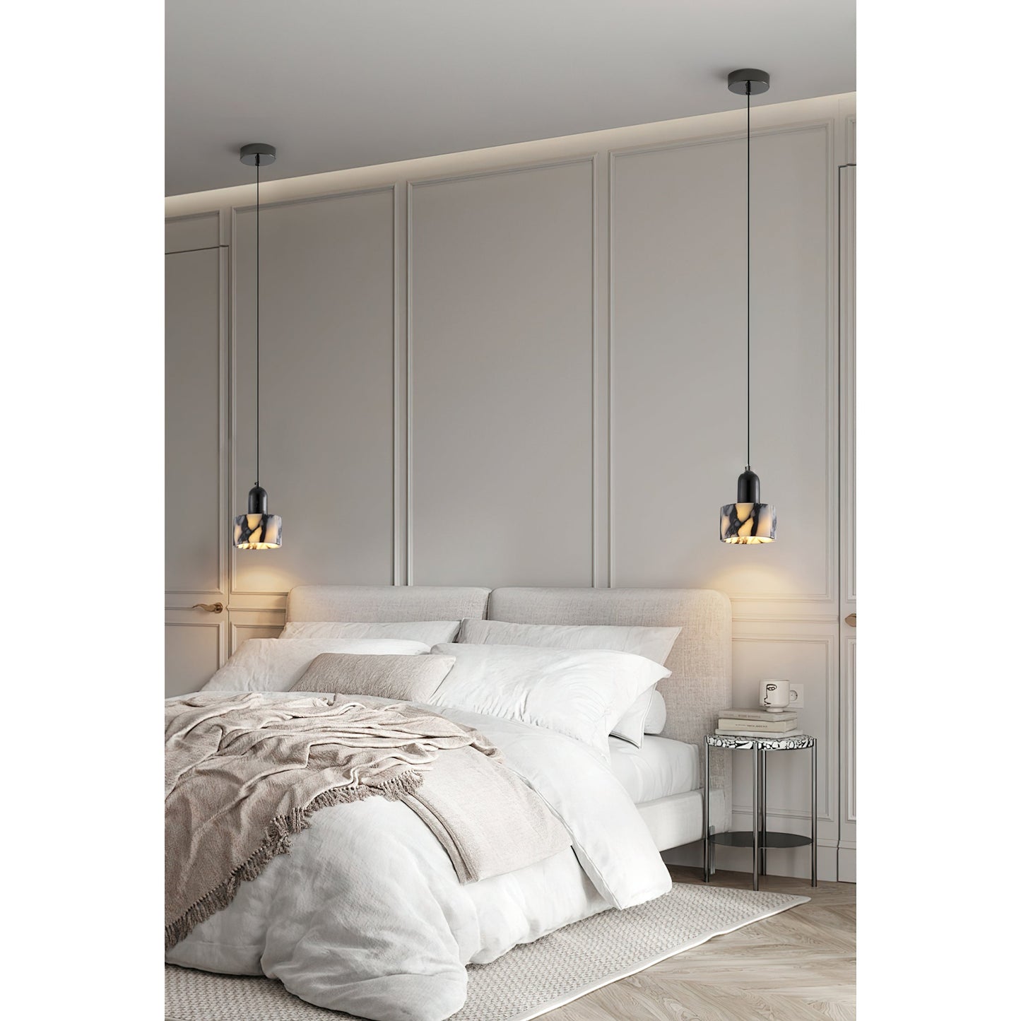 Dekum Marble Pendant Lamp - Bulgari Marble & Metal Linear Light