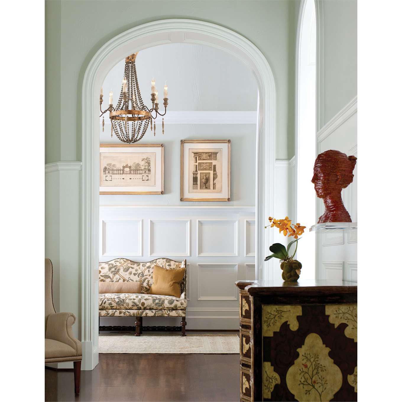 Delacroix Chandelier - French Country Iron & Wooden Bead Tassle Light