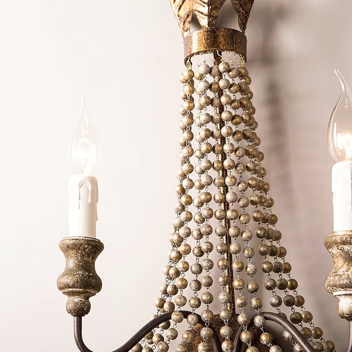 Delacroix Wall Lamp - 2-Light Antique Gold Iron Sconce with Wooden Beads