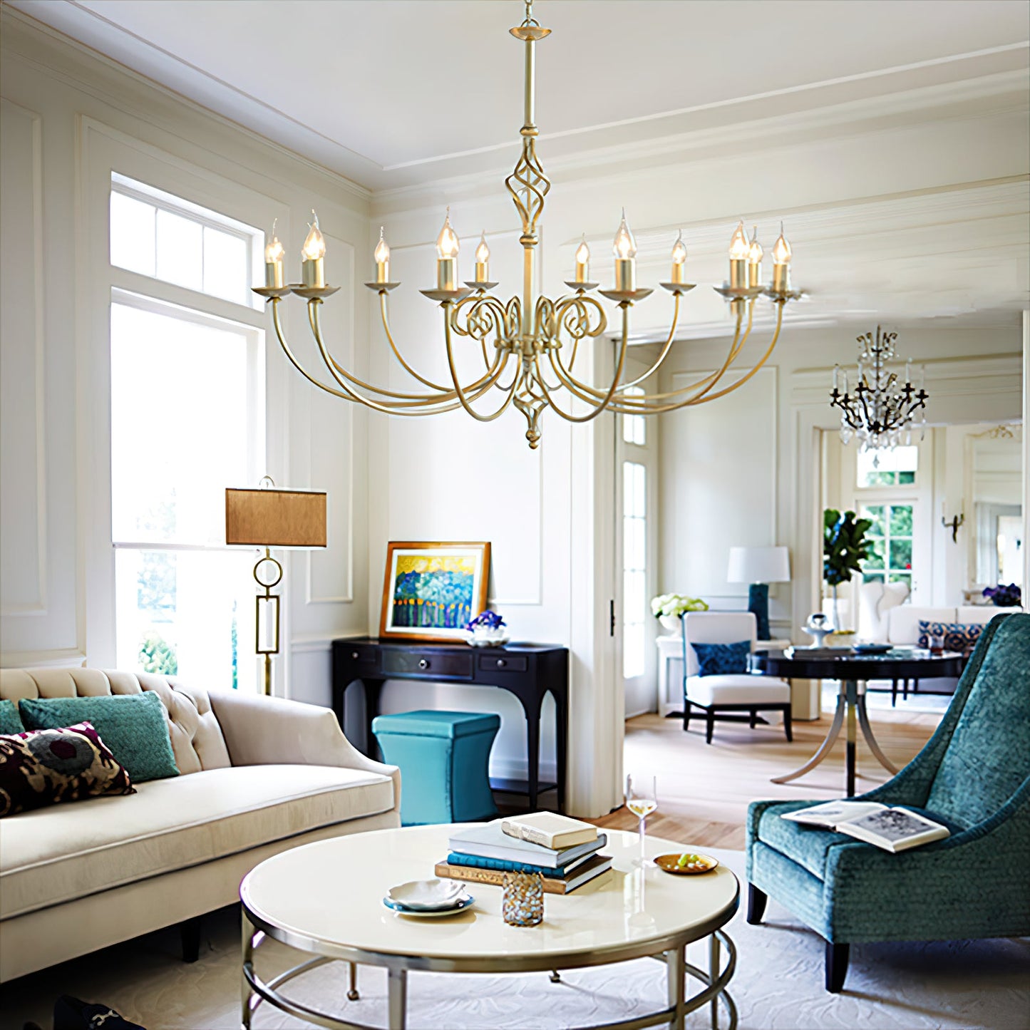 Delft Chandelier - Modern Minimalist Brass Candlestick Chandelier